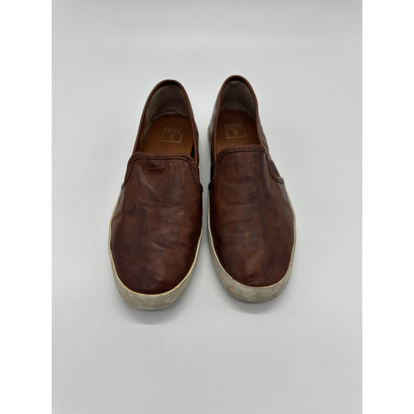 Frye Ivy Leather Slip-On Sneakers Cognac Brown Size 7 Women's Low Top Loafers - Picture 3 of 6
